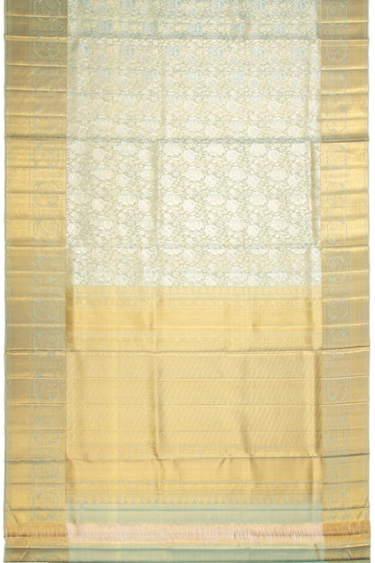 Kanchipuram Silk Tissue Jaal Pista Green Saree