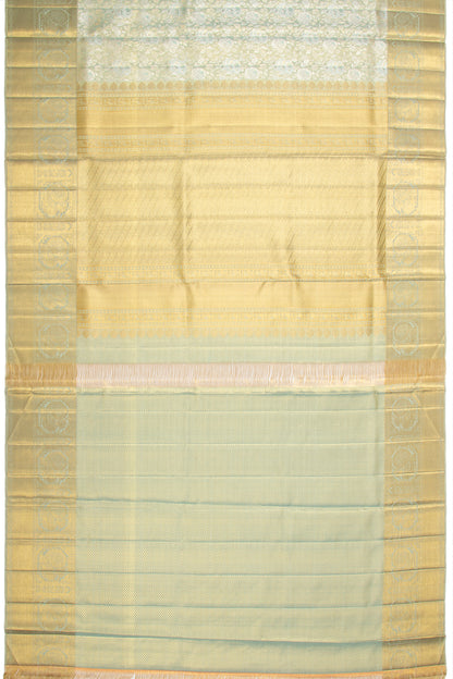 Kanchipuram Silk Tissue Jaal Pista Green Saree