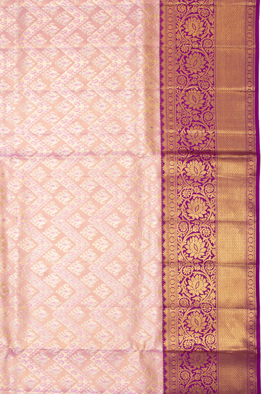 Kanchipuram Silk Tissue Brocade Baby Pink Saree