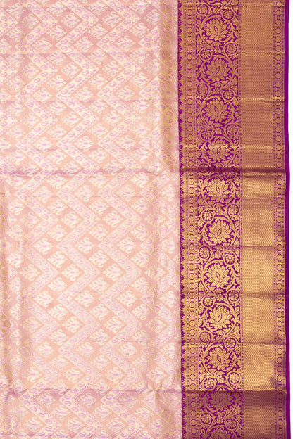 Kanchipuram Silk Tissue Brocade Baby Pink Saree