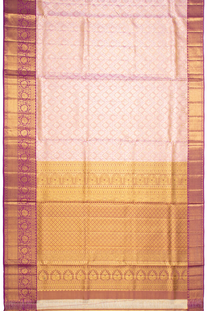 Kanchipuram Silk Tissue Brocade Baby Pink Saree
