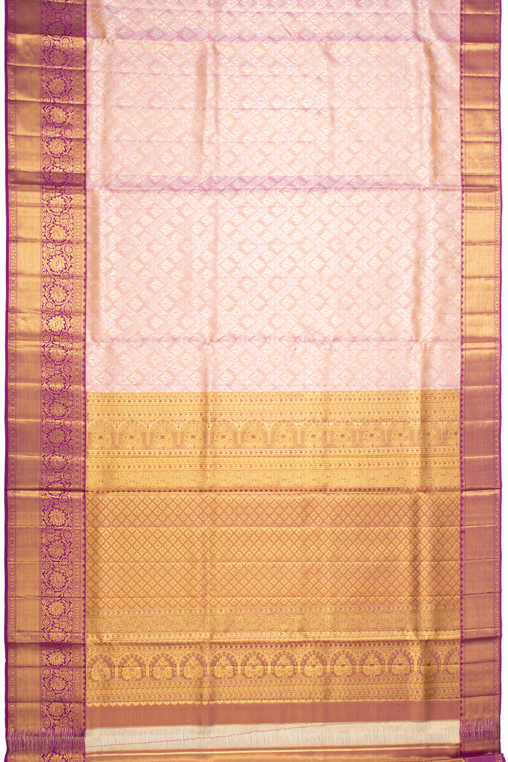 Kanchipuram Silk Tissue Brocade Baby Pink Saree