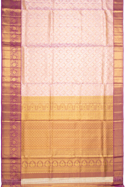 Kanchipuram Silk Tissue Brocade Baby Pink Saree