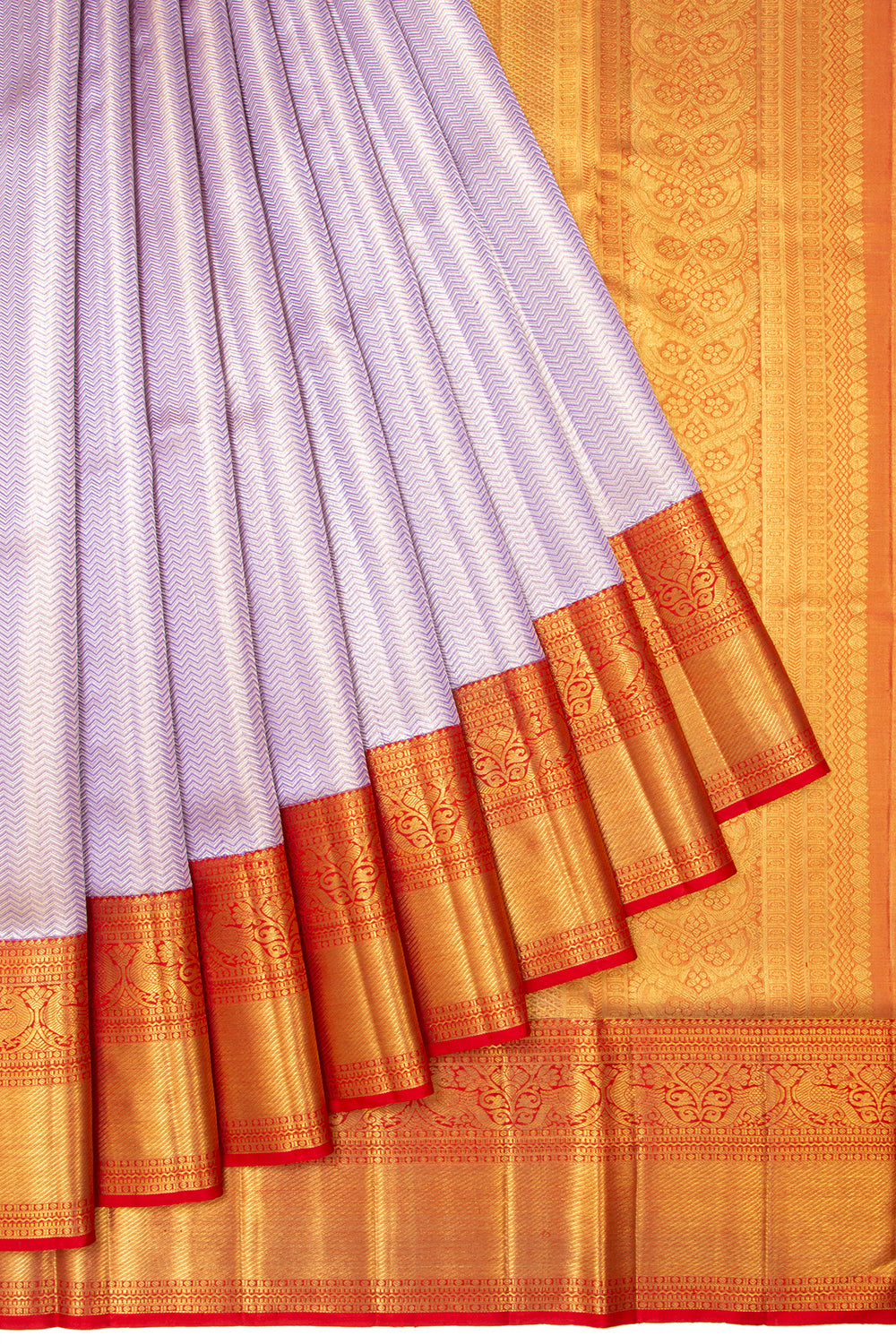 Kanchipuram Silk Tissue Brocade Lavender Saree