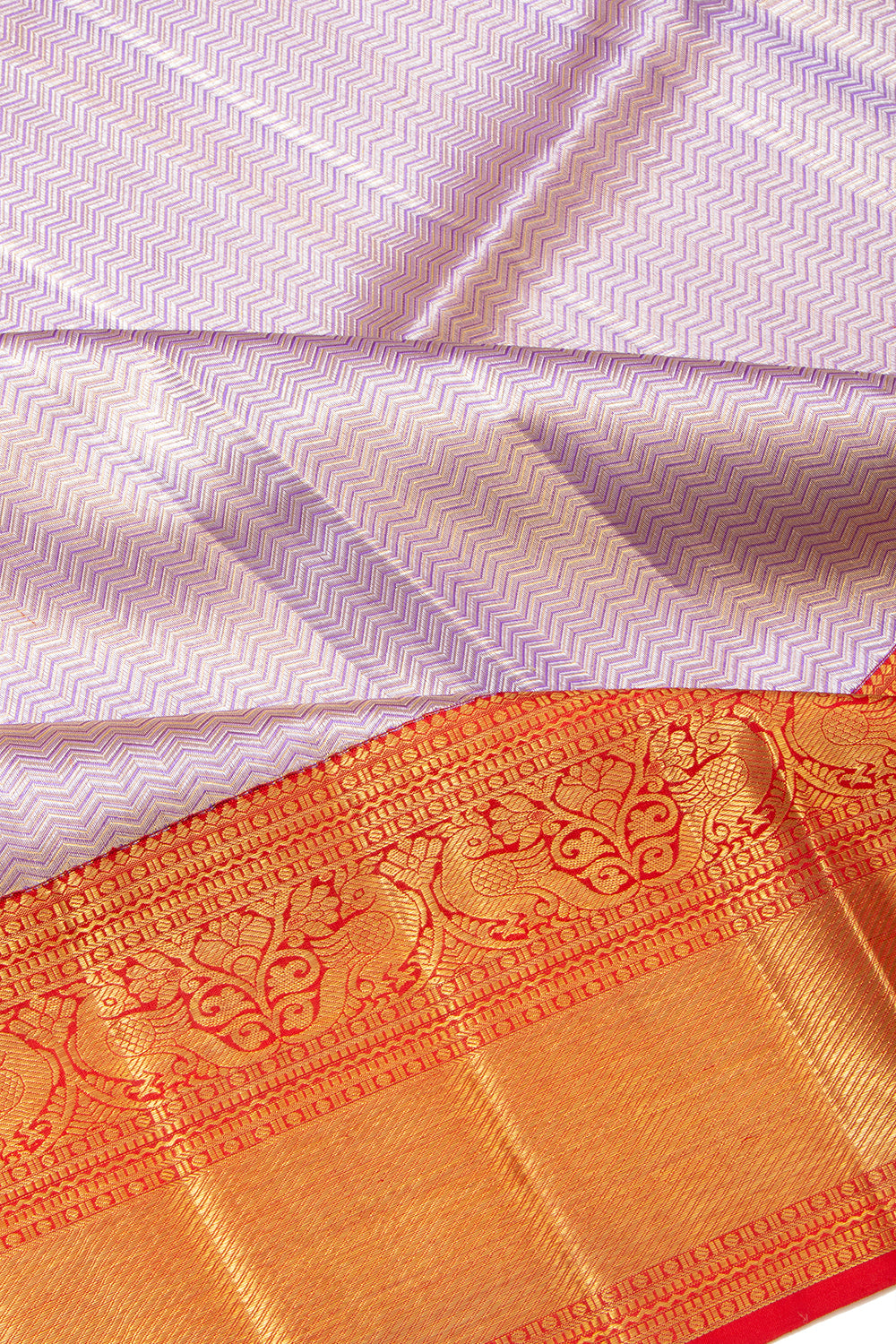 Kanchipuram Silk Tissue Brocade Lavender Saree