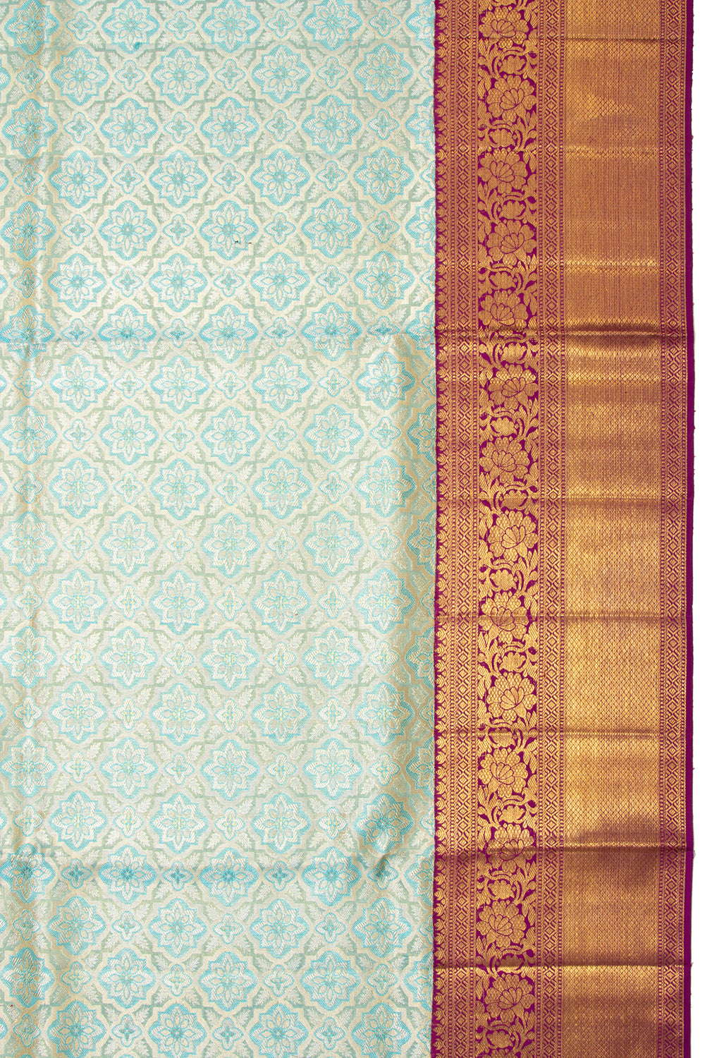 Kanchipuram Silk Tissue Brocade Sky Blue Saree