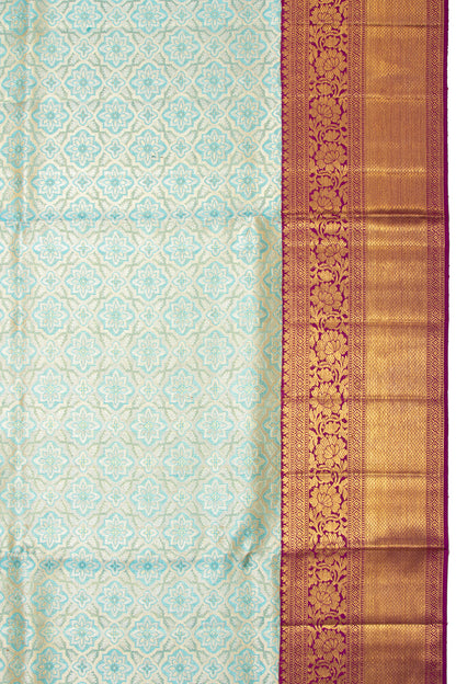 Kanchipuram Silk Tissue Brocade Sky Blue Saree