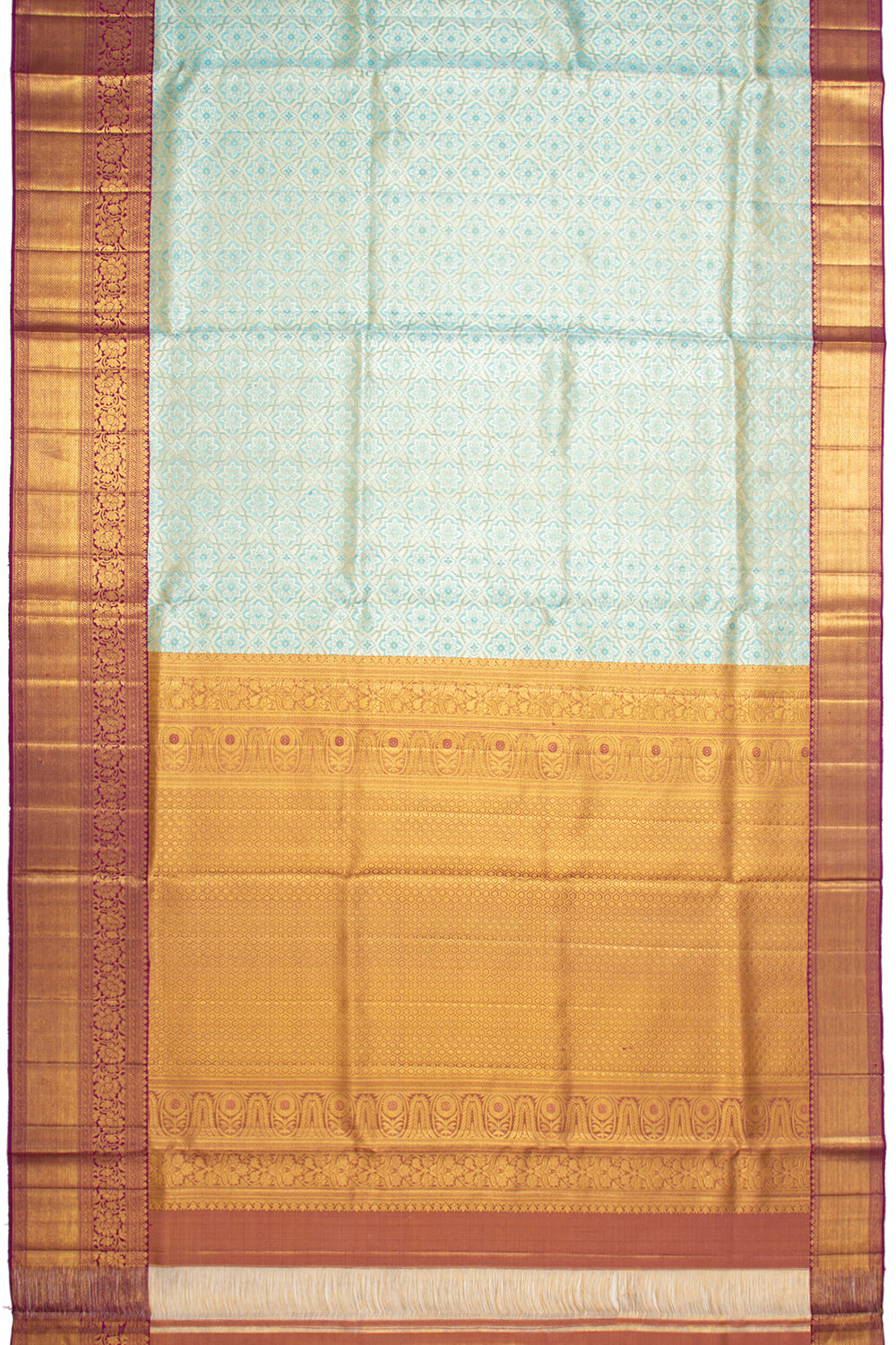 Kanchipuram Silk Tissue Brocade Sky Blue Saree