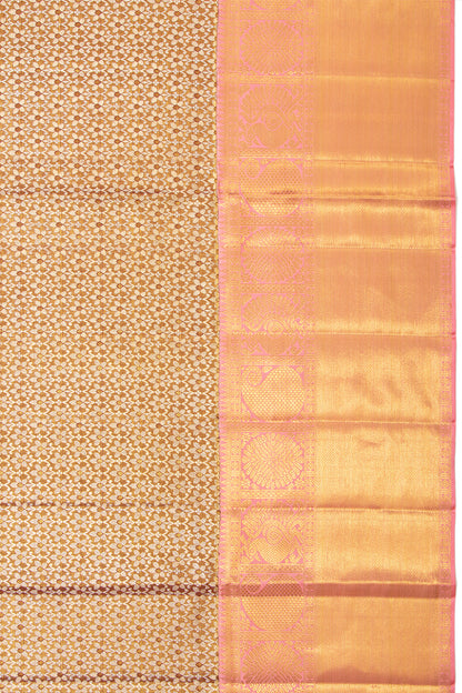 Kanchipuram Silk Tissue Brocade Brown Saree