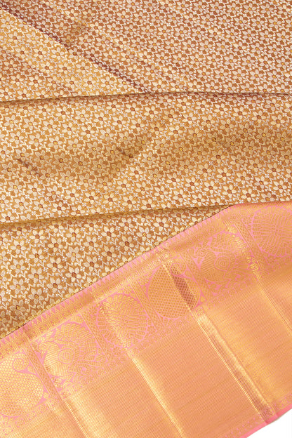 Kanchipuram Silk Tissue Brocade Brown Saree