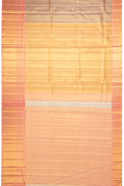 Kanchipuram Silk Tissue Brocade Brown Saree