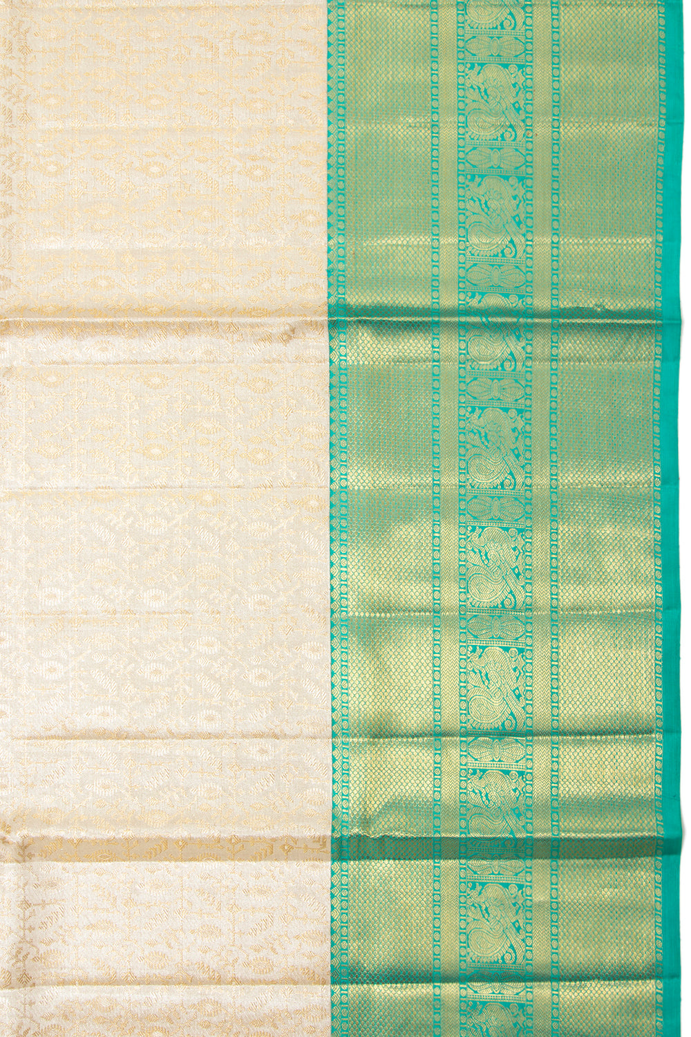 Kanchipuram Silk Tissue Brocade Silver Saree