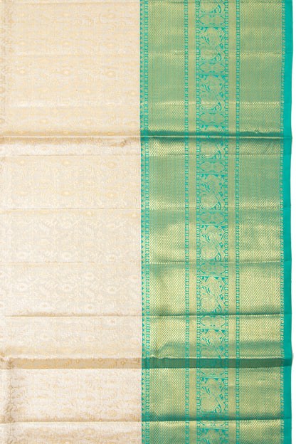Kanchipuram Silk Tissue Brocade Silver Saree