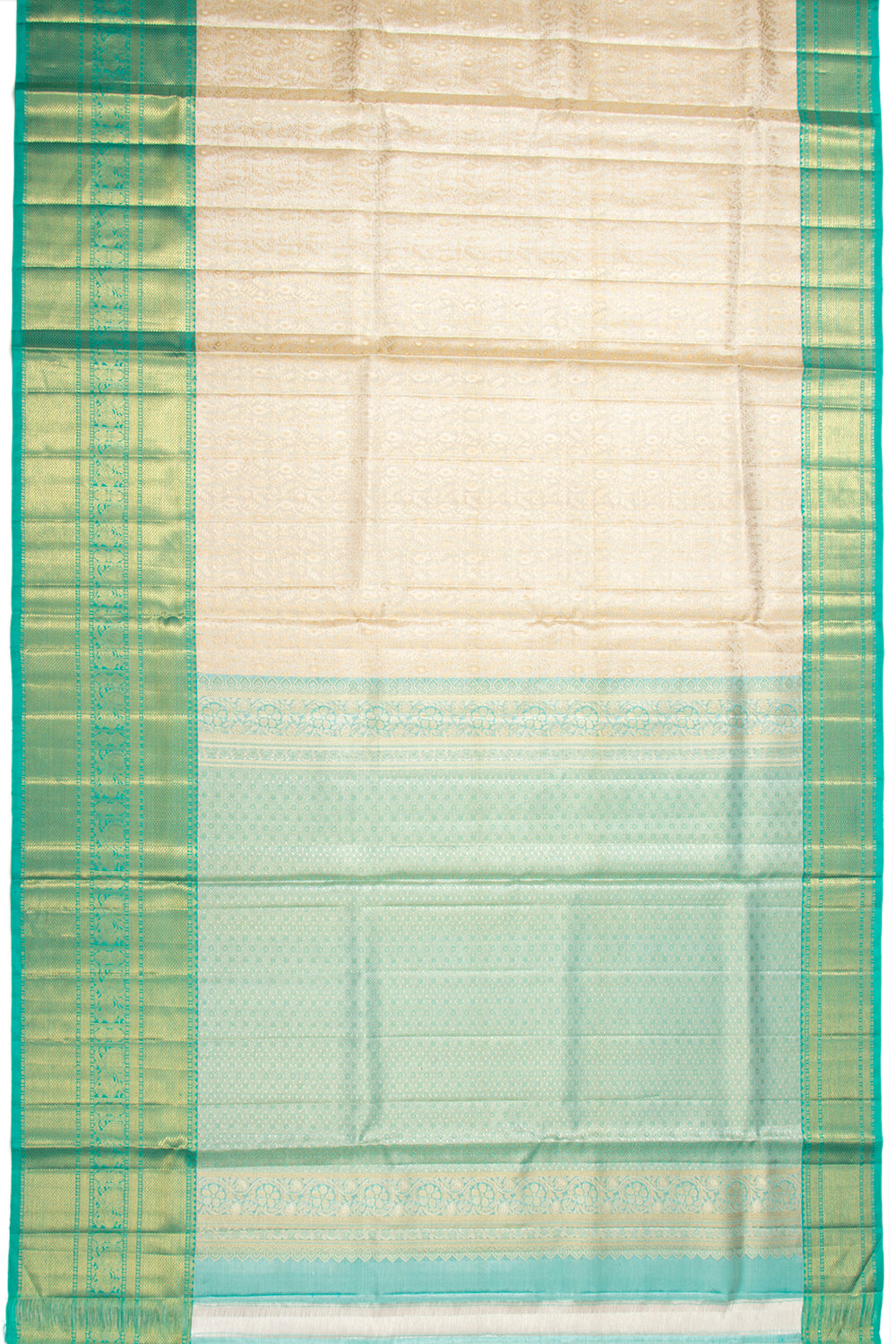Kanchipuram Silk Tissue Brocade Silver Saree