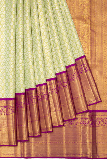 Kanchipuram Silk Tissue Brocade Pastel Green Saree