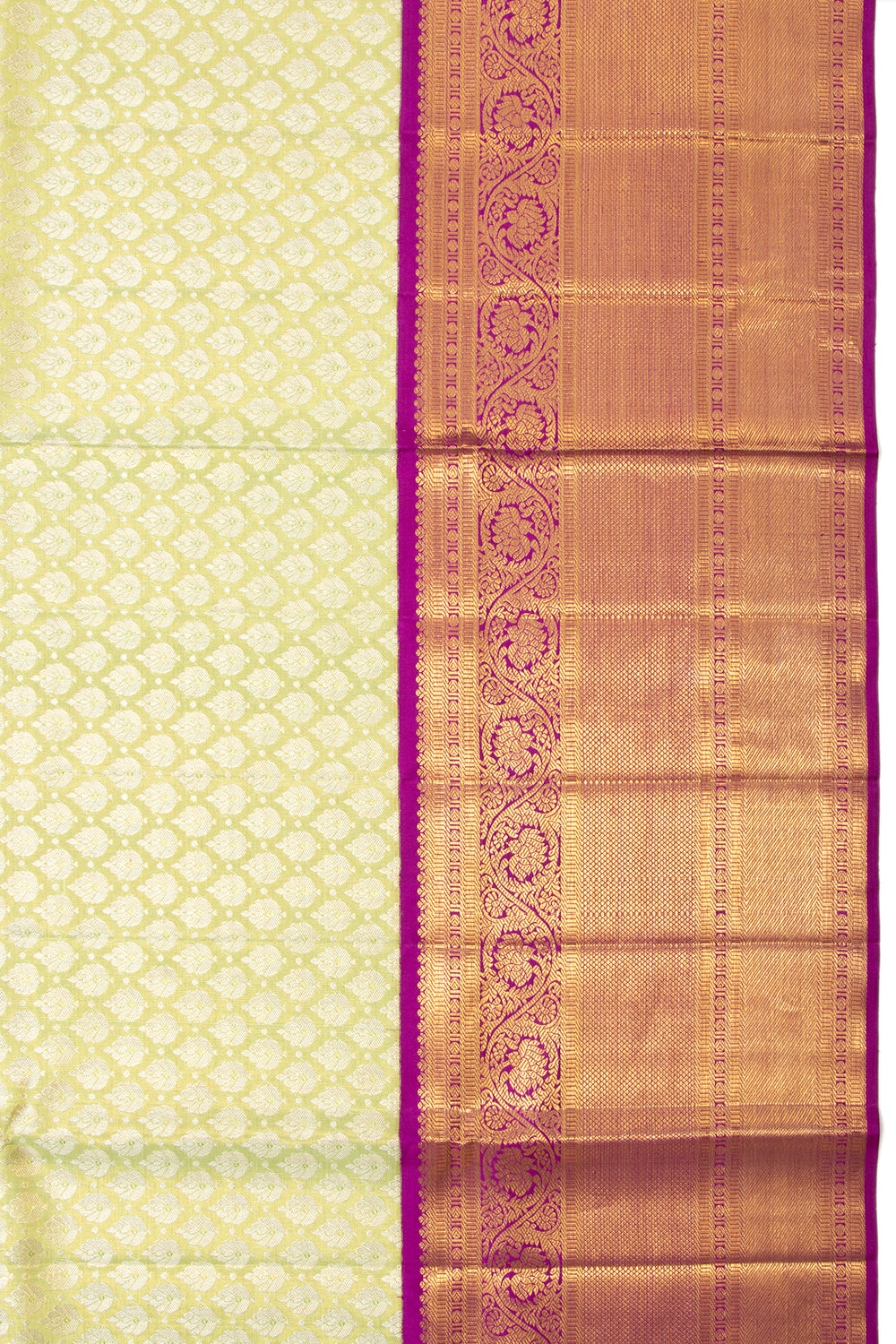 Kanchipuram Silk Tissue Brocade Pastel Green Saree