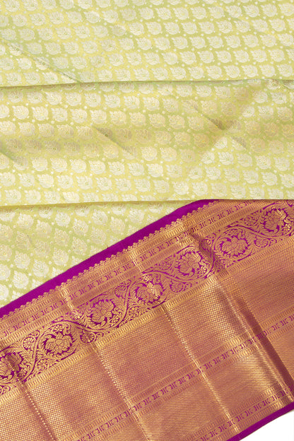 Kanchipuram Silk Tissue Brocade Pastel Green Saree