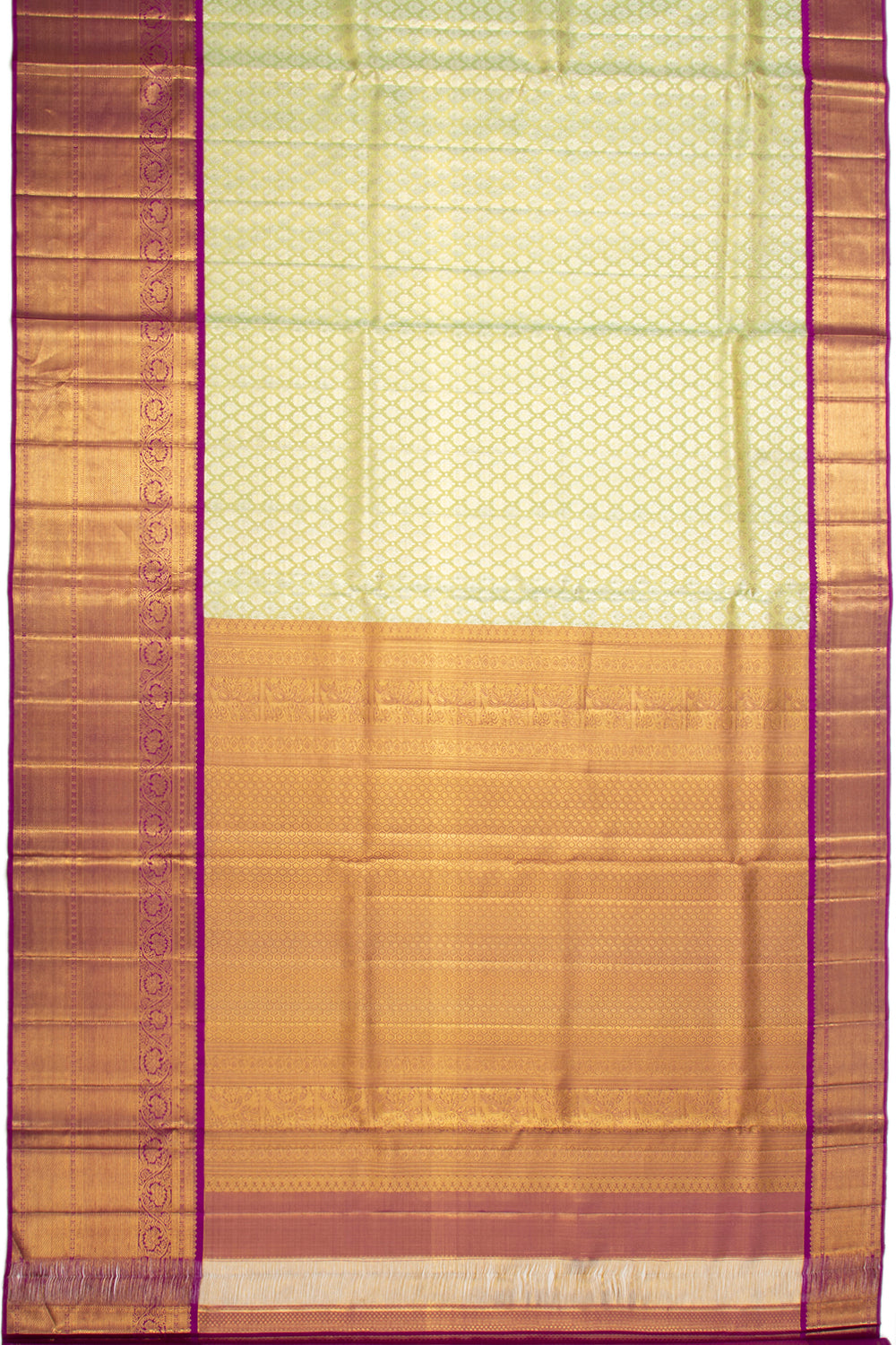 Kanchipuram Silk Tissue Brocade Pastel Green Saree