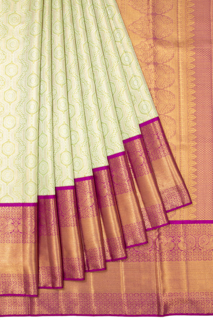 Kanchipuram Silk Tissue Brocade Pastel Green Saree