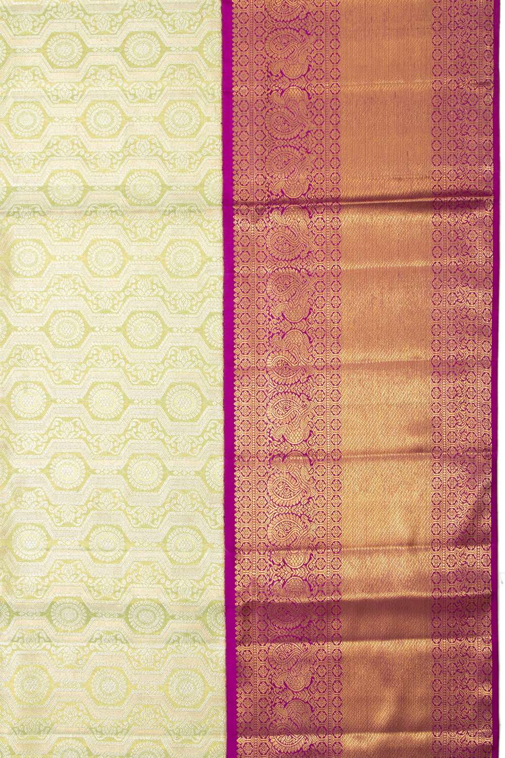 Kanchipuram Silk Tissue Brocade Pastel Green Saree