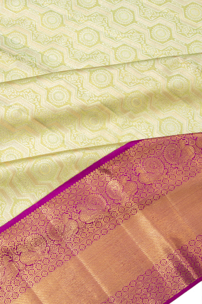 Kanchipuram Silk Tissue Brocade Pastel Green Saree