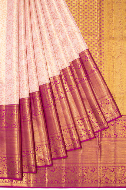 Kanchipuram Silk Brocade Peach Saree