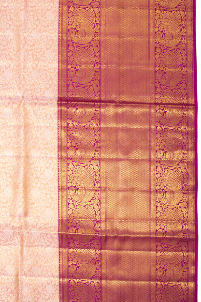Kanchipuram Silk Brocade Peach Saree