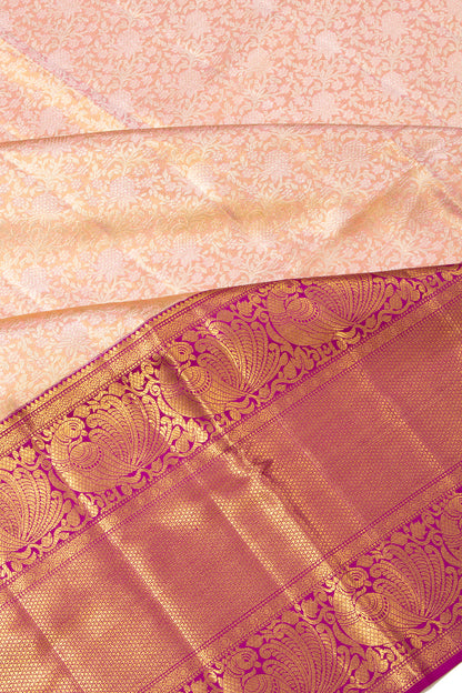 Kanchipuram Silk Brocade Peach Saree