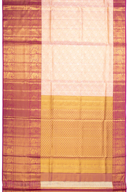 Kanchipuram Silk Brocade Peach Saree
