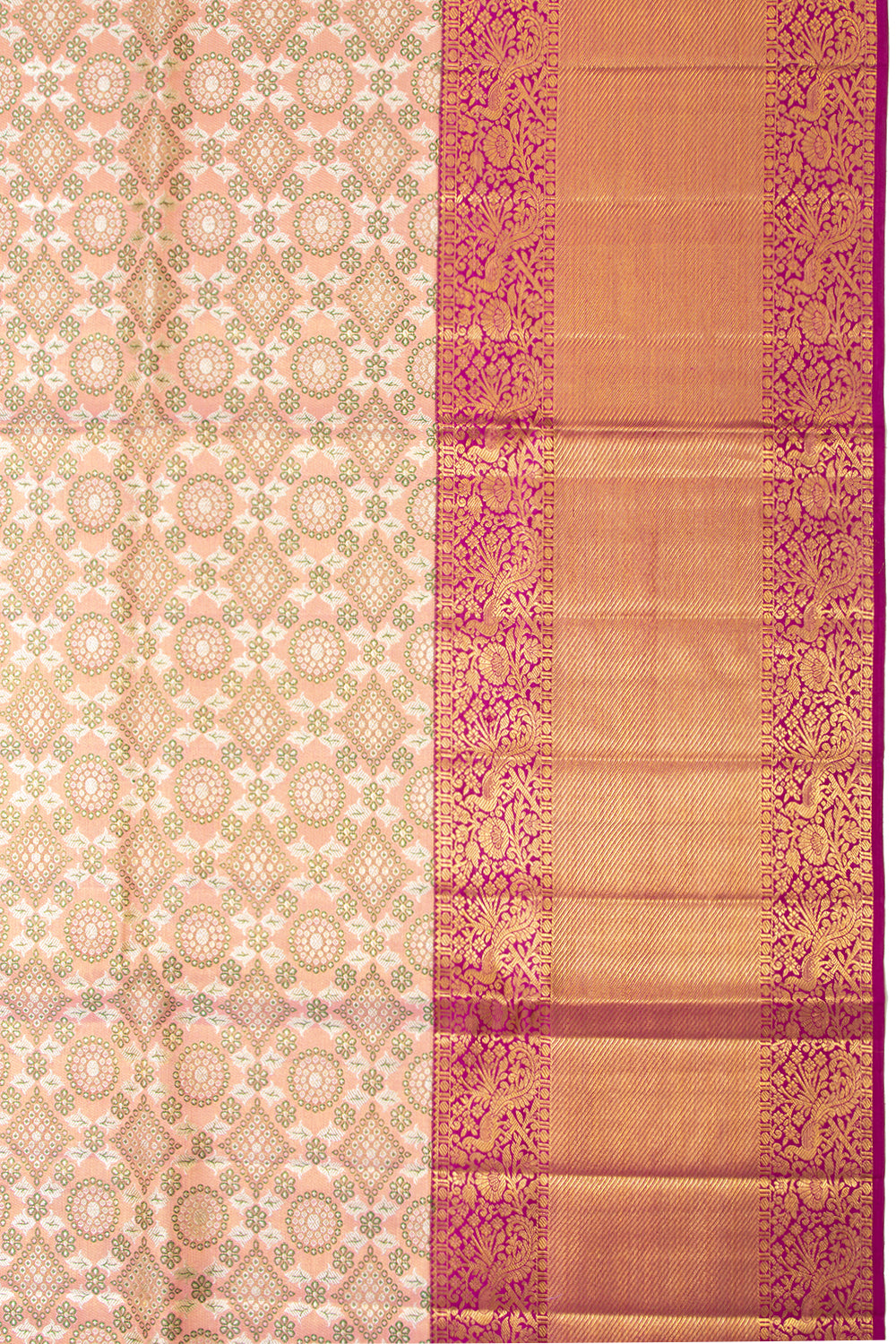 Kanchipuram Silk Brocade Peach Saree