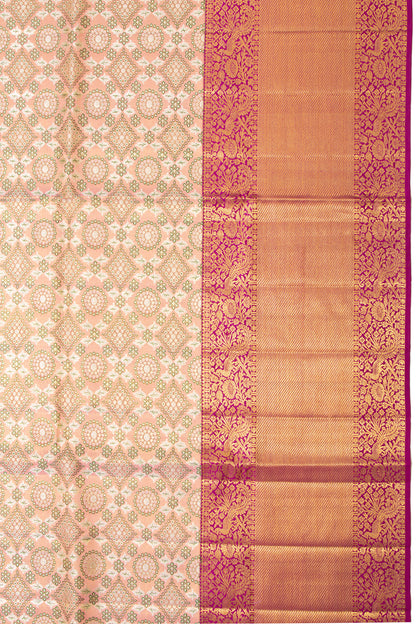 Kanchipuram Silk Brocade Peach Saree