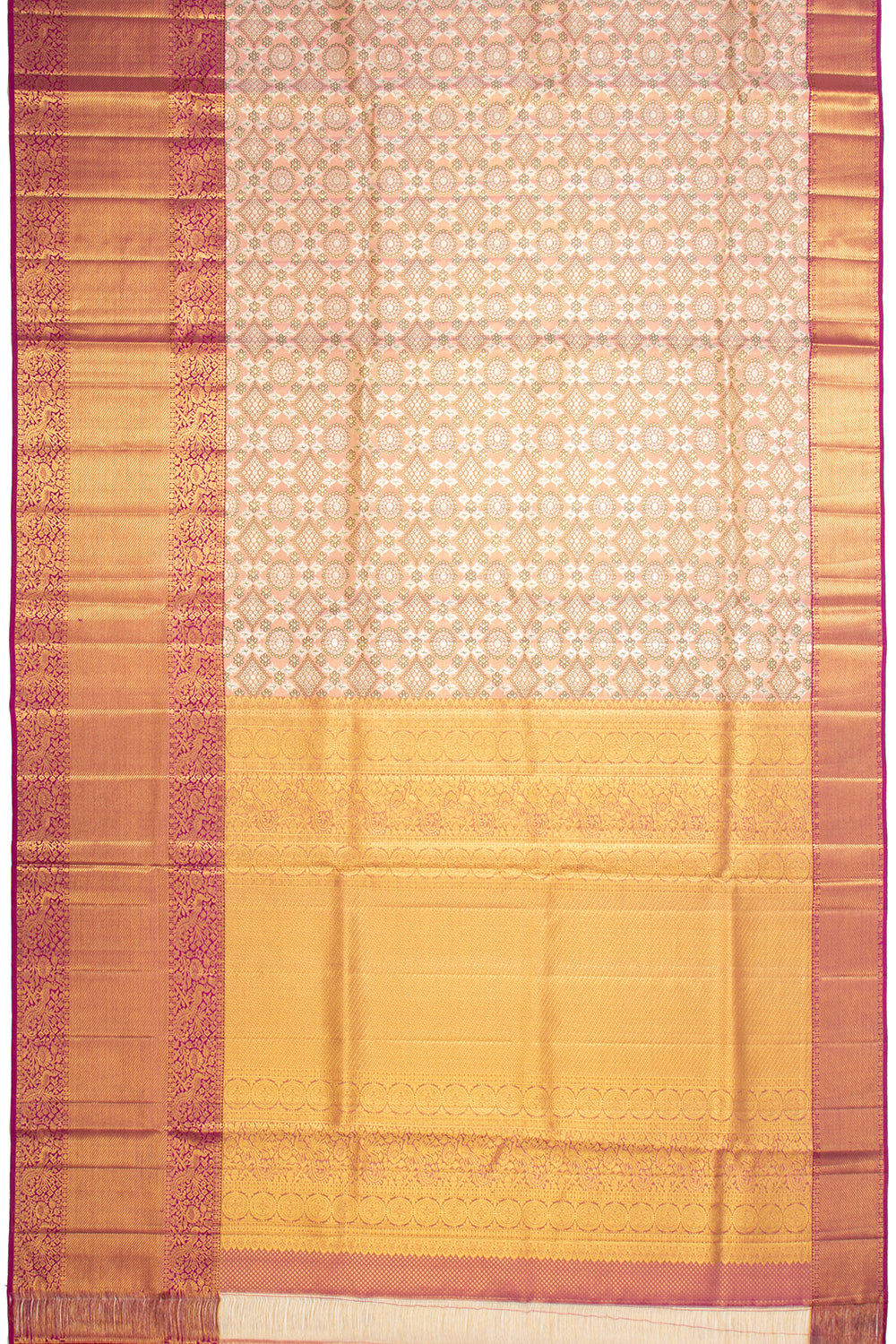 Kanchipuram Silk Brocade Peach Saree