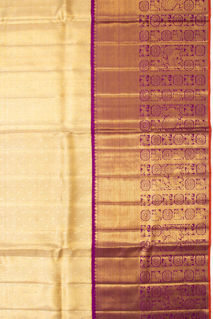Kanchipuram Silk Tissue Butta Gold Saree