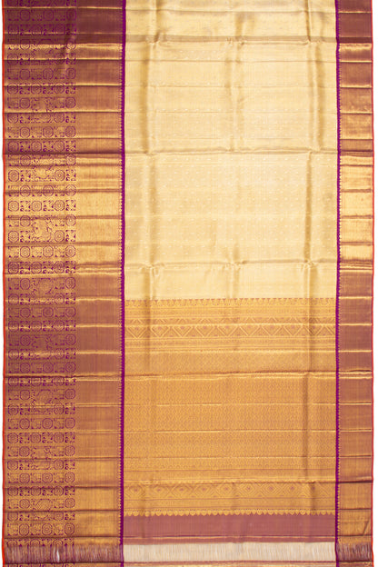 Kanchipuram Silk Tissue Butta Gold Saree