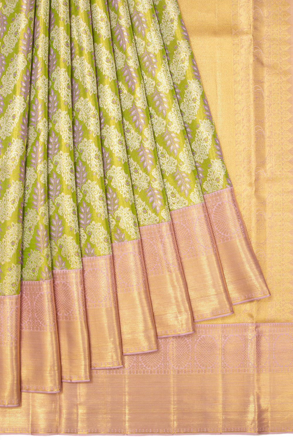 Kanchipuram Silk Tissue Brocade Green Saree