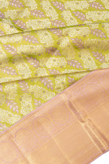 Kanchipuram Silk Tissue Brocade Green Saree