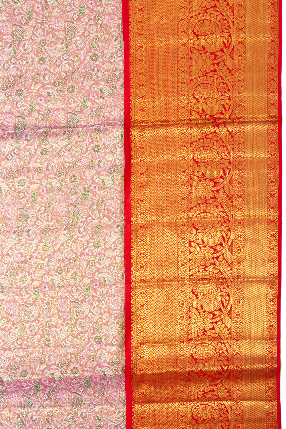 Kanchipuram Silk Tissue Brocade Pink Saree