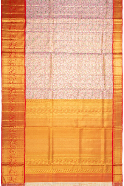 Kanchipuram Silk Tissue Brocade Pink Saree