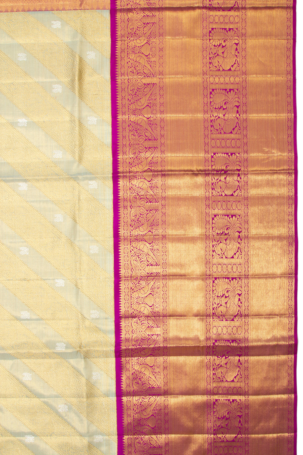 Kanchipuram Silk Tissue Jaal Grey Saree