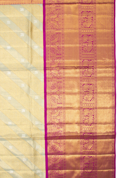 Kanchipuram Silk Tissue Jaal Grey Saree