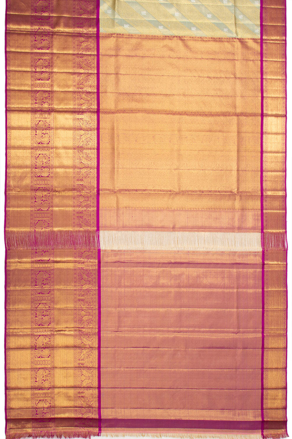 Kanchipuram Silk Tissue Jaal Grey Saree