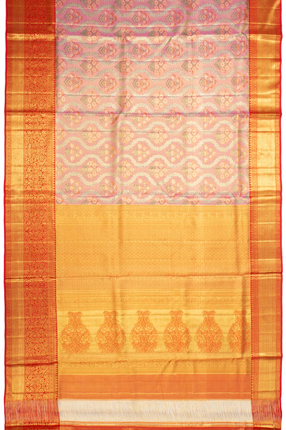 Kanchipuram Silk Tissue Brocade Pink Saree