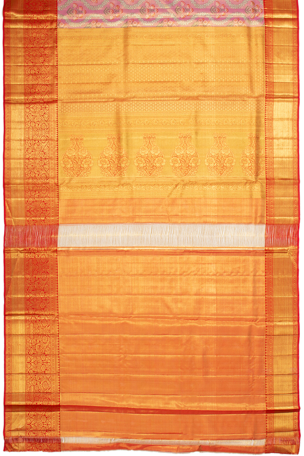 Kanchipuram Silk Tissue Brocade Pink Saree