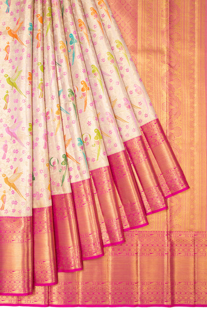 Kanchipuram Silk Tissue Brocade Gold Saree