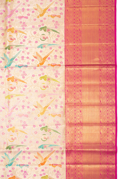 Kanchipuram Silk Tissue Brocade Gold Saree