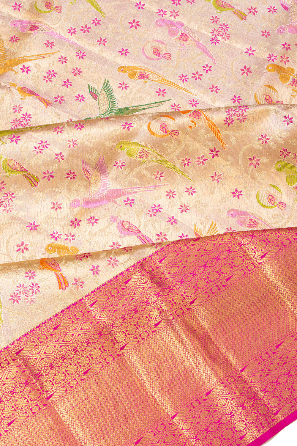 Kanchipuram Silk Tissue Brocade Gold Saree