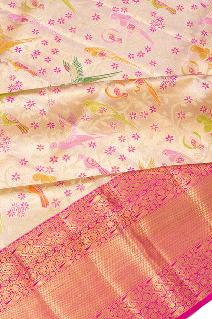 Kanchipuram Silk Tissue Brocade Gold Saree