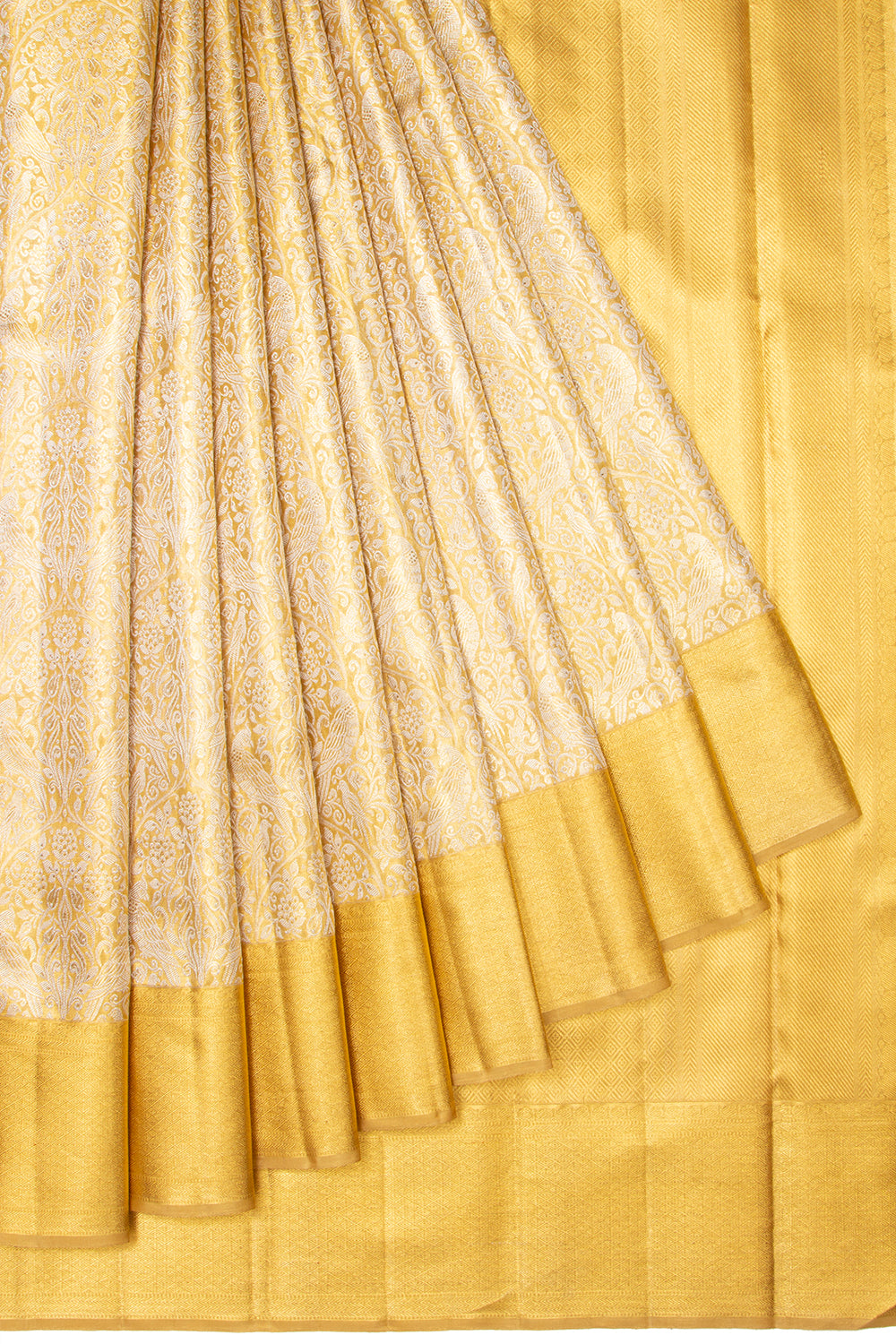 Kanchipuram Silk Tissue Brocade Gold Saree