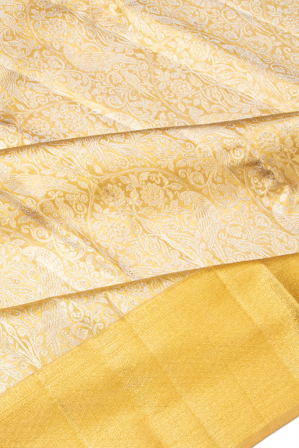 Kanchipuram Silk Tissue Brocade Gold Saree