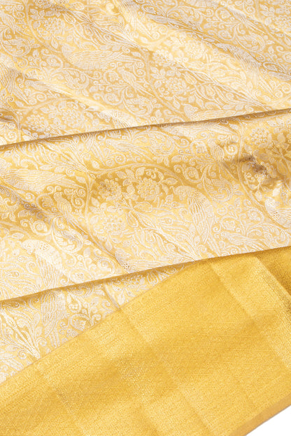 Kanchipuram Silk Tissue Brocade Gold Saree